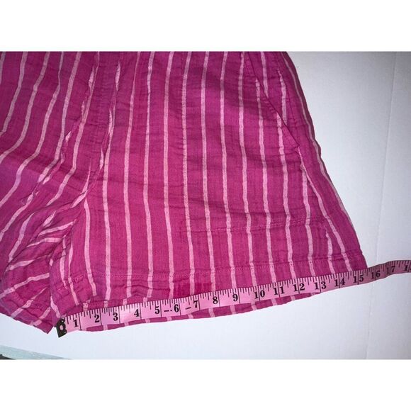 Gap Pull-On Gauze Shorts Fuchsia Pink Cotton Elastic Waist Striped Beach Large - Picture 10 of 14